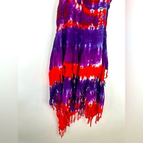 NWT Sacred Threads Tie Dye Halter Dress Tiered Frayed hem size Large - Picture 8 of 11